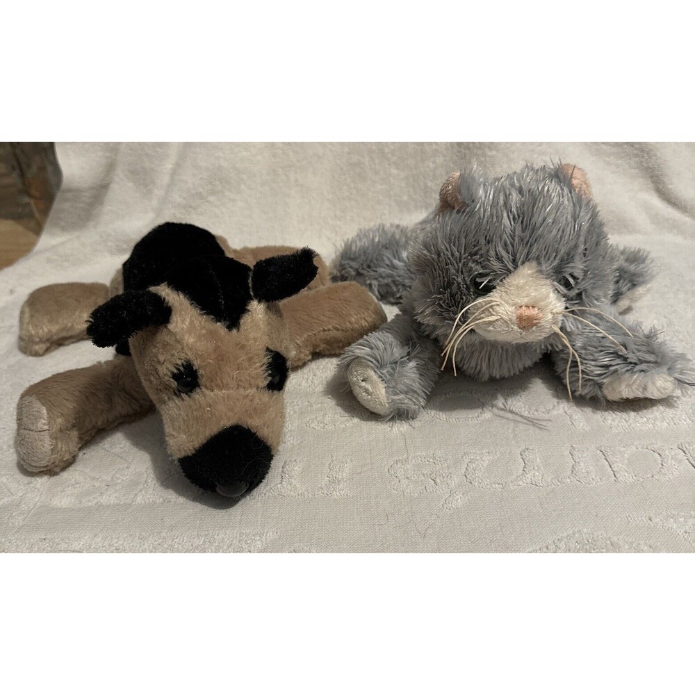 Ganz Webkinz German Shepherd Puppy & Grey Kitten Plush Stuffed Animal Toy